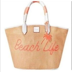 Victoria’s Secret Straw Beach Life Tote Bag NWT